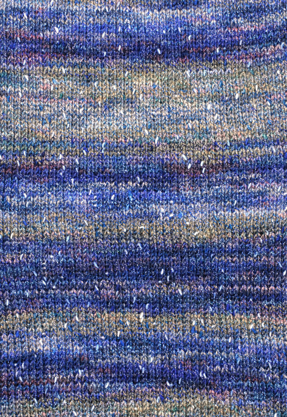 Swatch of Berroco Sesame Yarn Color beige, blue