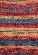 Swatch of Berroco Sesame Yarn Color red, orange, yellow, green, blue