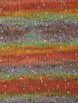 Swatch of Berroco Sesame Yarn Color red, yellow, green