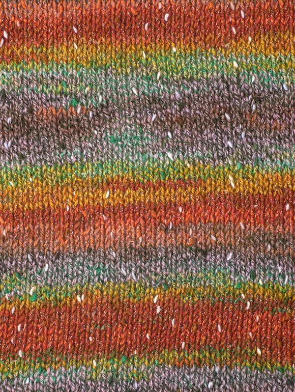 Swatch of Berroco Sesame Yarn Color red, orange, brown