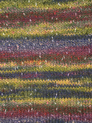 Swatch of Berroco Sesame Yarn Color yellow, red, blue