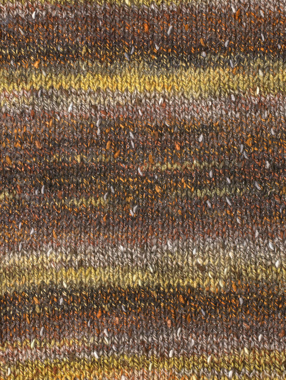 Swatch of Berroco Sesame Yarn Color yellow, brown, tan