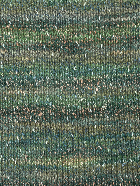 Swatch of Berroco Sesame Yarn Color shades of green 