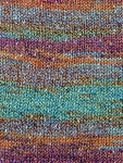 Swatch of Berroco Sesame Yarn Color red, orange, teal