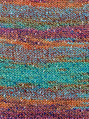 Swatch of Berroco Sesame Yarn Color blue, green, red, orange