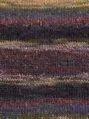 Swatch of Berroco Sesame Yarn Color yellow, black, grey, red