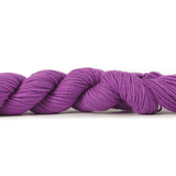 A photo of a purplish hank of Simplicity yarn