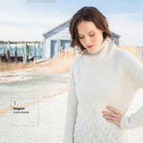 cover of #350 clouds. a woman in a white turtleneck poses on the beach