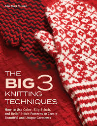 The Big 3 Knitting Techniques, Red and Black Mitten, Red and White Mitten
