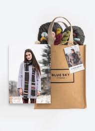 A photo of the Blue Sky Fibers Woolstok yarn scarf kit