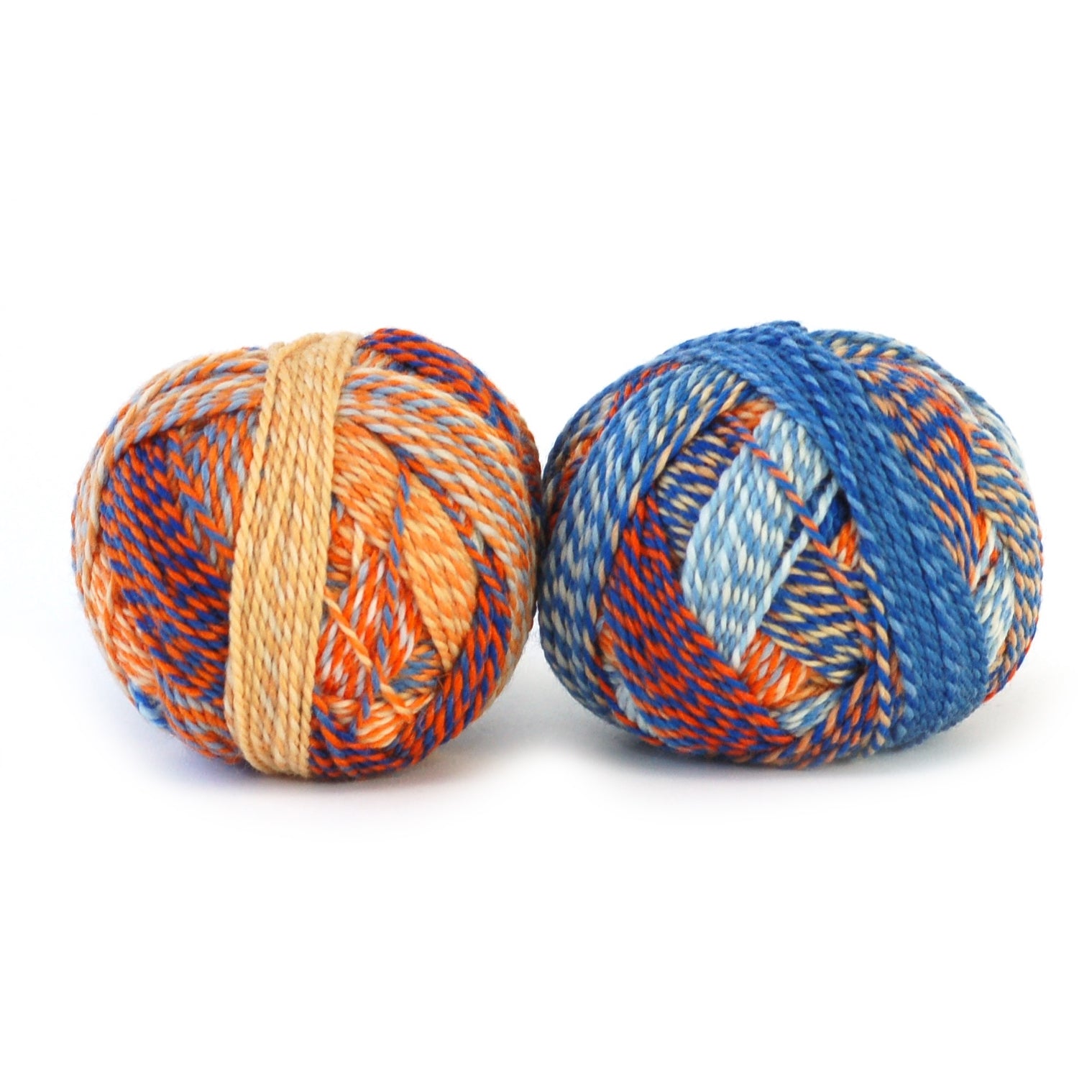Schoppel-Wolle Edition 3 wool yarn color oranges and blues