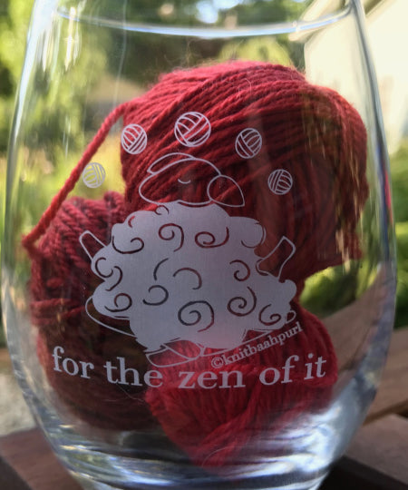 Knitbaahpurl Wine Glass for the zen of it