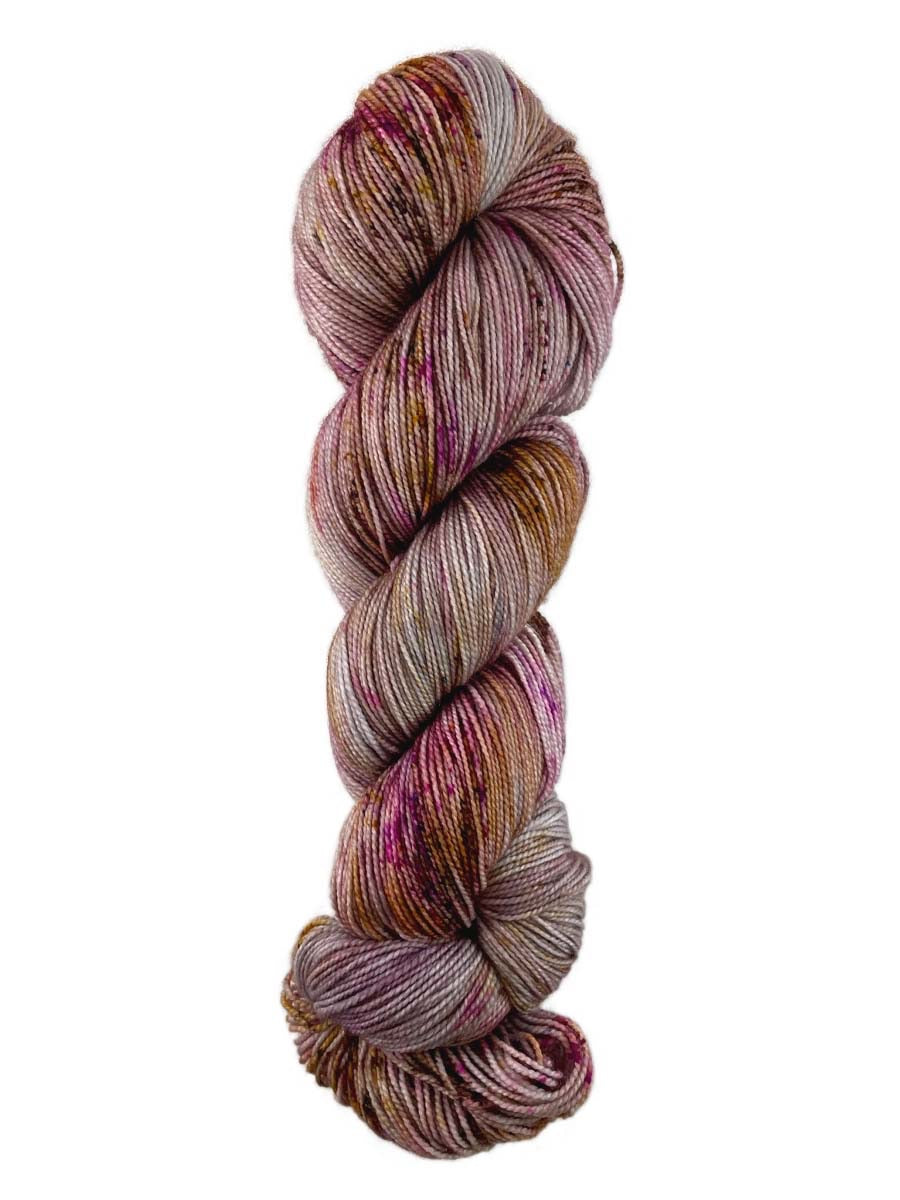 A colorful skein of Western Sky Knits Aspen Sock yarn