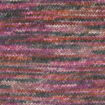 A red and black sample of Plymouth Encore Colorspun yarn