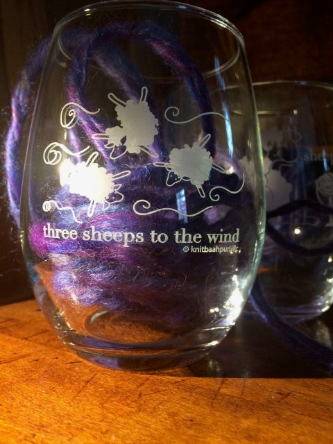 Knitbaahpurl Wine Glass three sheep to the wind